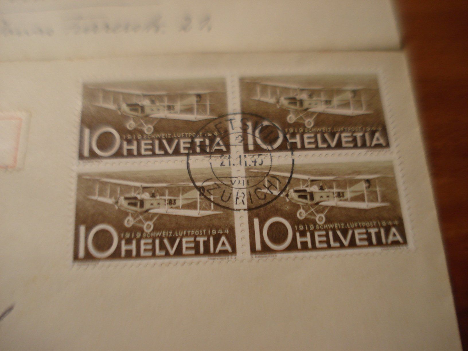 Alle Briefmarken: Briefsatz 4erblock Flugpostmarken 1944 – Gebraucht aus Niederwil AG von morostahu 5