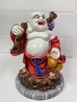 Glücksbuddha Figur kunststoff Rot Gelb guter Zustand