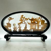 Diorama paysage chinois en liège sculpté à la main