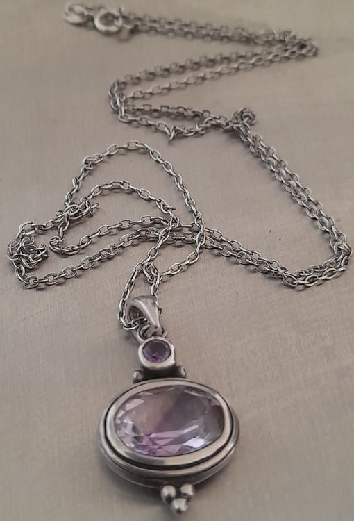 Collier Ancien En Argent 925 Avec Pendentif Ambre En Forme De Feuille
