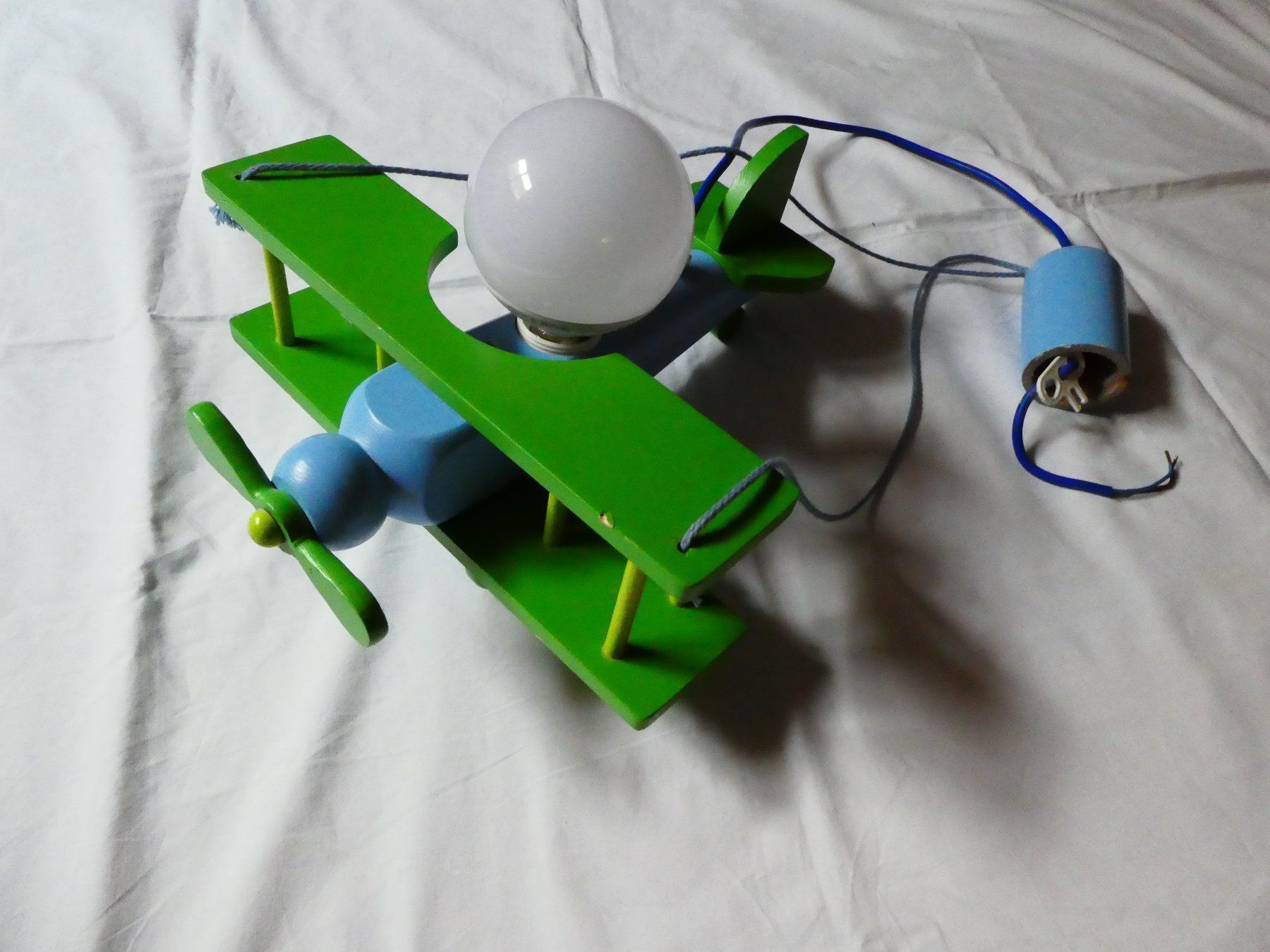 Lampade: Kinderlampe Doppeldecker grün-blau – Usato da Zürich venduto da anavlis-thymiano