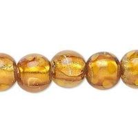 2 Perlen Lampwork 12mm  goldgelb