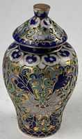 EINMALIGE CLOISONNÉ- VASE,----EXLPIZITE MOTIVE,--10 CM HOCH