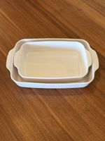2x Baking dishes white ceramic rectangular