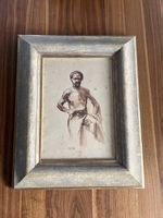 Gerahmte Zeichnung Figurstudie / Akt, signiert