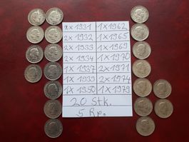 Schweizer 5 Rappen Münzen Set 20 Stk.