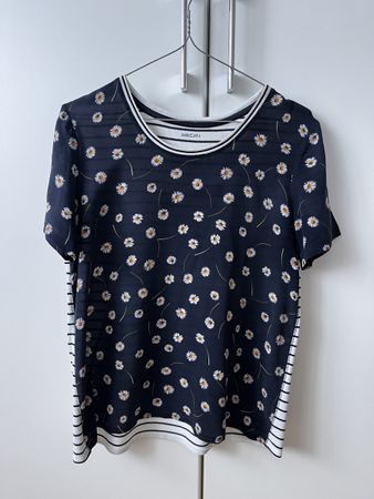 T-Shirt Marc Cain Blumenmuster gestreift, Gr. 38