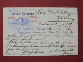 Hotel St. Gotthard  Zürich alte AK 1908