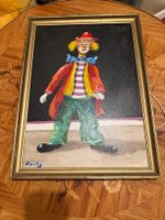 Peinture clown signé F. Uirles cadre doré 50x36 cm