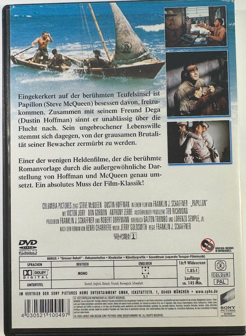 Tutti i DVDs: DVD  PAPILLON - STEVE McQUEEN - DUSTIN HOFFMAN – Usato da Wisen venduto da gigisna 2