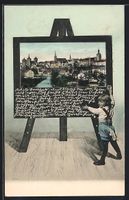 Grusskarten-AK Bautzen, Ortsansicht auf 