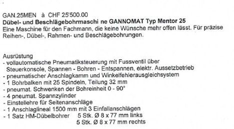 Tutte le macchine: Bohrautomat GANNomat Mentor25 – Usato da Sachseln venduto da karo-holz 1