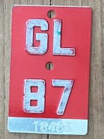 GL 87 - VELONUMMER - FAHRRADSCHILD - PLAQUE DE VELO - GL 87