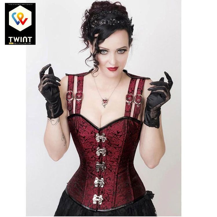 📌 Mode Dame Gothic Korsett aus Brokat M-XL