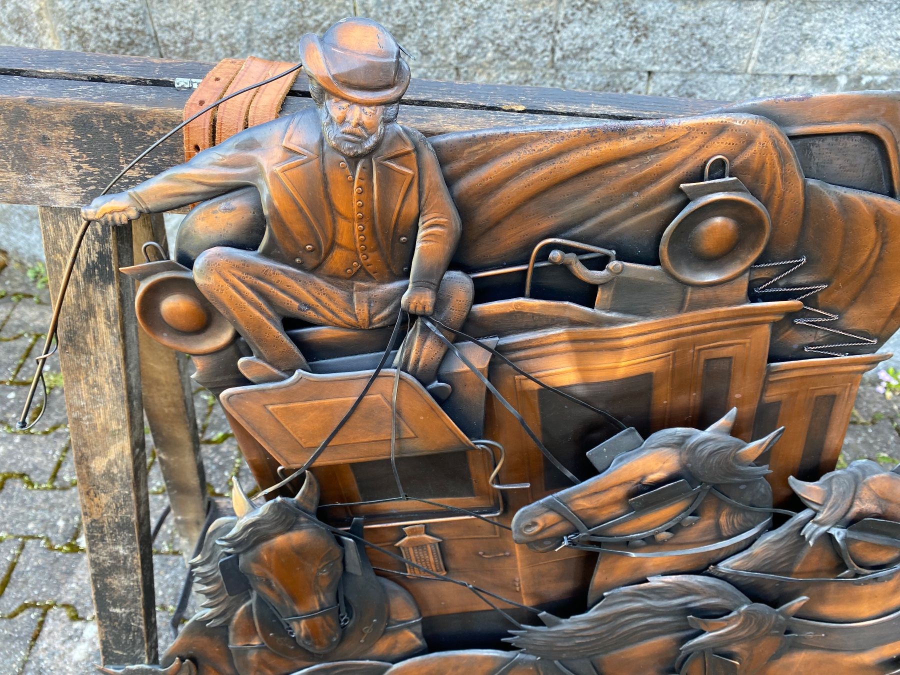 Campanacci mucche: wunderschönes grosses Kupferrelief Postkutsche Rudolf Koller – Usato da Feldbach venduto da Fea1 5