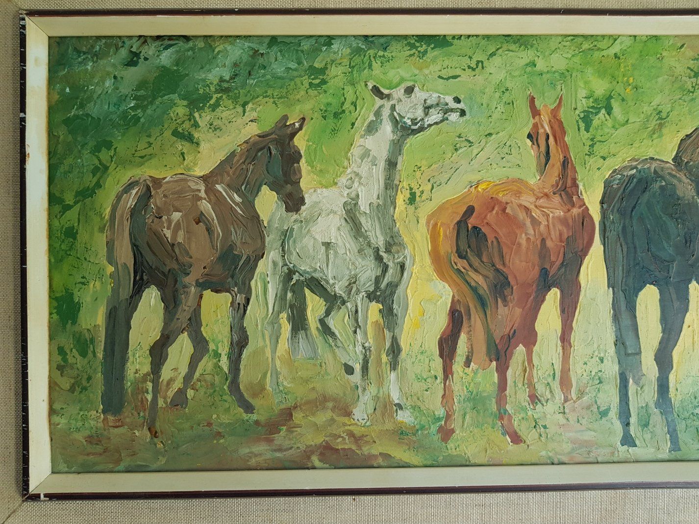 Dipinti: Tableau Chevaux , signé Heer et daté de 1973. – Usato da Tramelan venduto da Art-rider 6