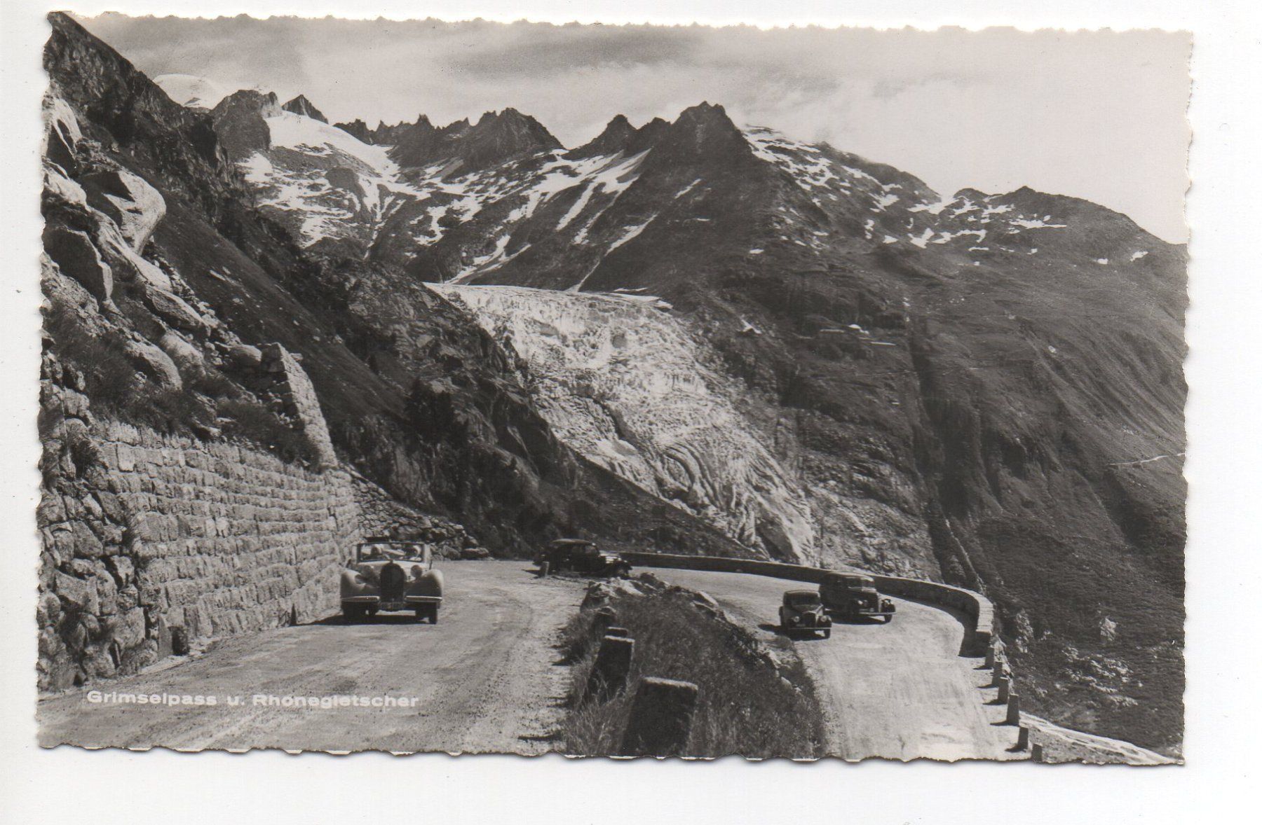 Ansichtskarten: GLETSCH Grimselstrasse mit Oldtimer, Auto - Rhonegletscher – Gebraucht aus Jona von philajona