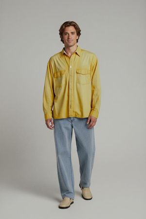 Berto Lucci Gelbes Button-Down-Hemd - Größe 41/42 (L)