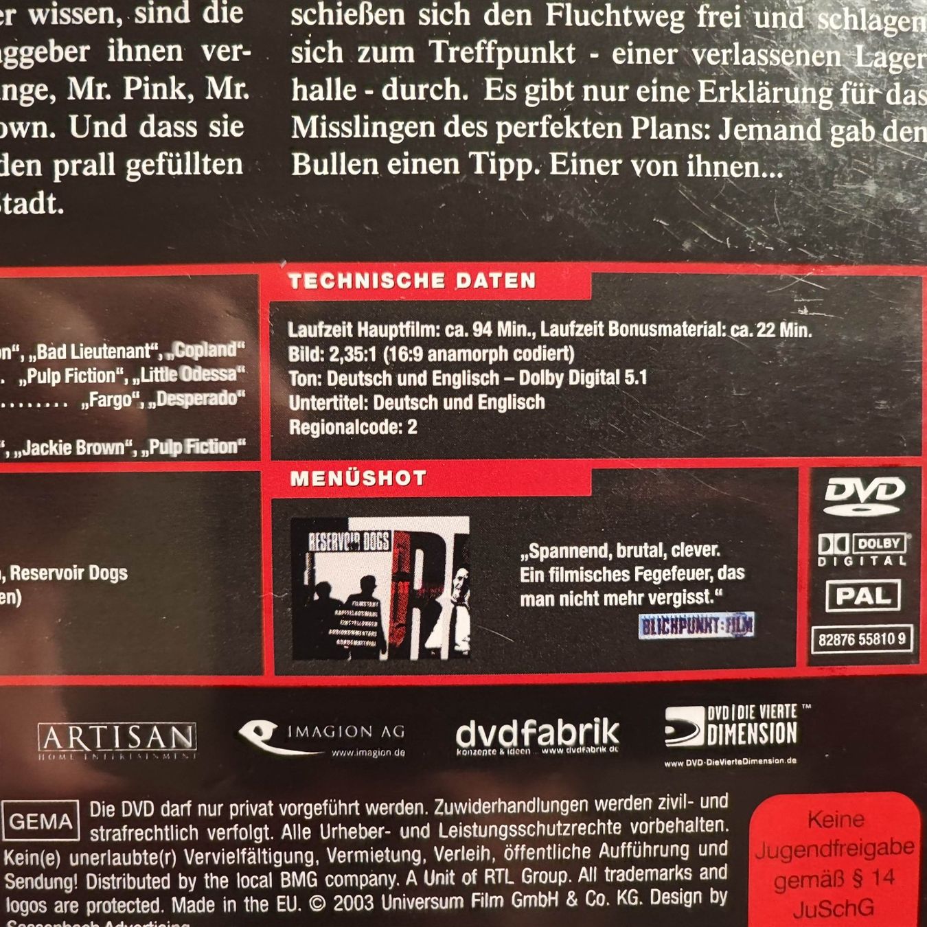 Tous les DVDs: Reservoir Dogs – D'occasion à Dübendorf par kb86_MOVIE 2