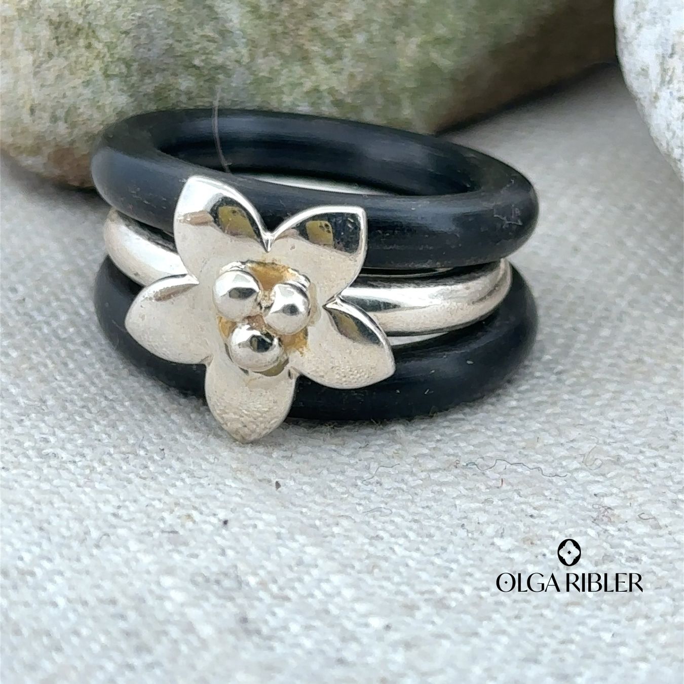 Olga Ribler Anelli: Edelstahl & Silber Ring 925 SET  Gr 54 – Nuovo (secondo la descrizione) da Luzern venduto da Schmuckoutlet 1
