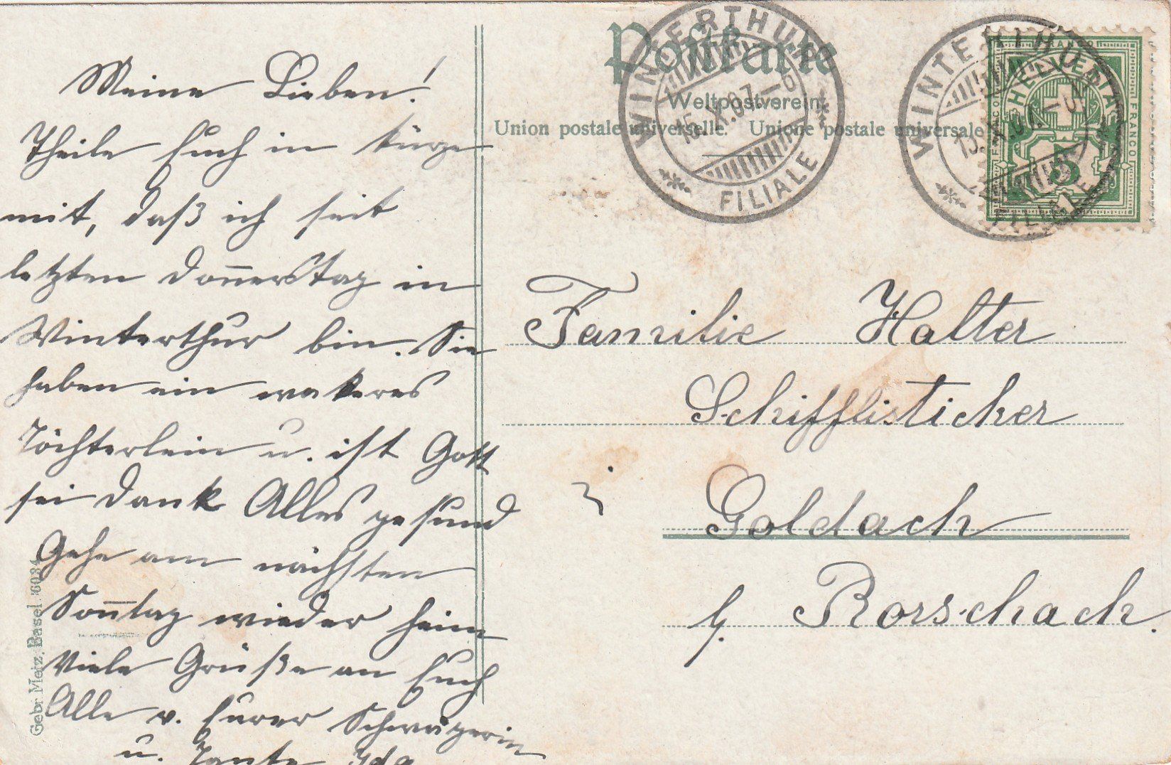 Cartes postales: Winterthur 3-bildrig Litho – D'occasion à Rorschacherberg par fratovi2 1