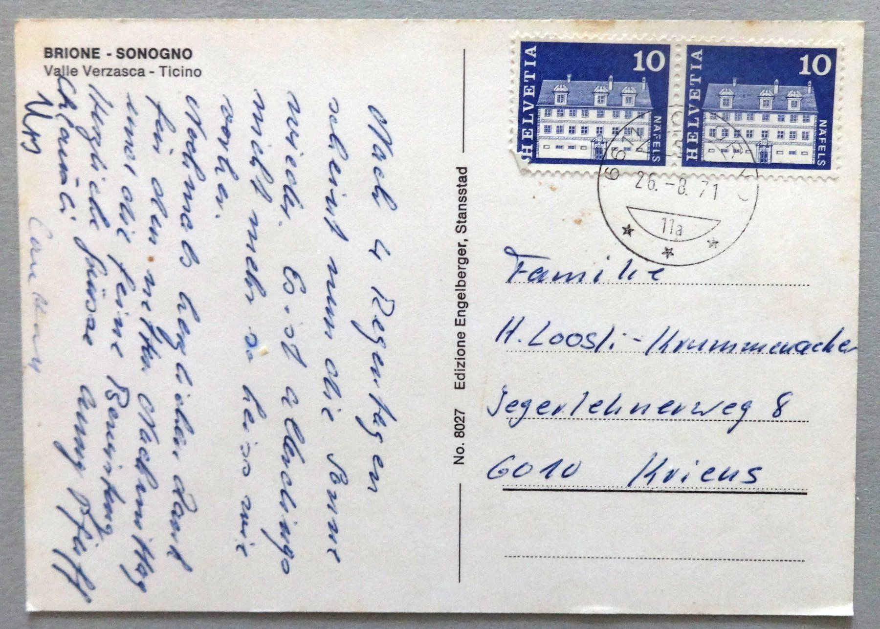 Cartes postales: Brione - Sonogno, Valle Verzasca – D'occasion à Fétigny par Billy2miny 1