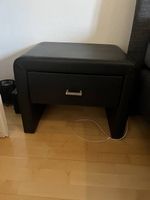 Nachttisch in Lederoptik (Schwarz) mit Schublade