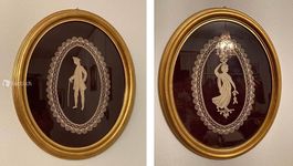 2 Quadri ovali con ricamo antico artigianale