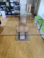 Designer Glas Holz Tisch moderne Form L 200cm B 100cm H 76