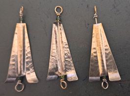 3 hélices 32 mm argent martelé - 3 Propeller 37 mm silber