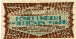 Hamborn 500 Mil.Mark1923 VZ-VZ+