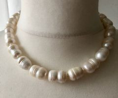 NEU: weisse Echtperlenkette, Halskette, Perlenkette, Collier