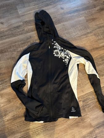 Sportshirt Löffler Gr.40/M schwarz weiss lang Arm, Kapuze
