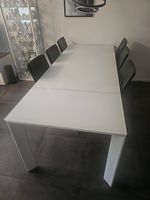 Möbel Märki Ausziehtisch (Glas) + 6x Pfister Leder-Stühle 