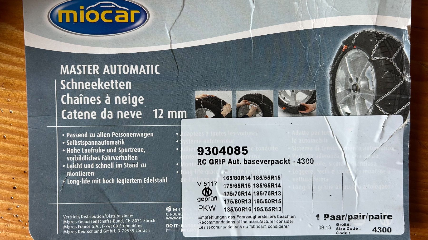 Schneeketten: Schneeketten Miocar RC Grip Aut.baseverpackt - 4300 – Neu (gemäss Beschreibung) aus Amden von Songbird7 2