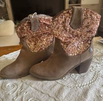 Bottines originales à paillettes dorées - Taille 37 neuves