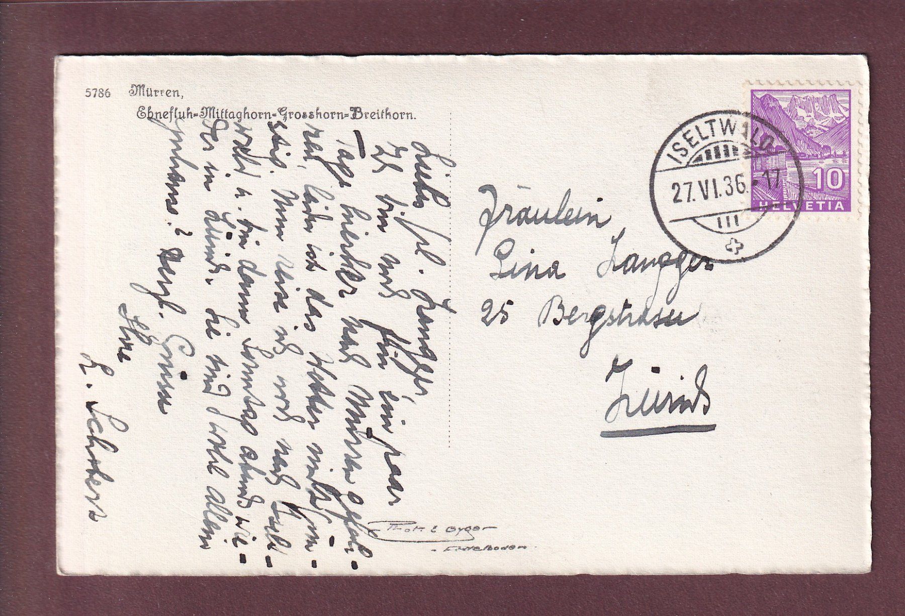 Ansichtskarten: MÜRREN - 1936 – Gebraucht aus Pully von nicecards 1