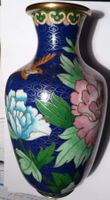 WUNDERSCHÖNE BLAUE CLOISONNÉ VASE,-16 x 9 CM,--KEINE DEFEKTE