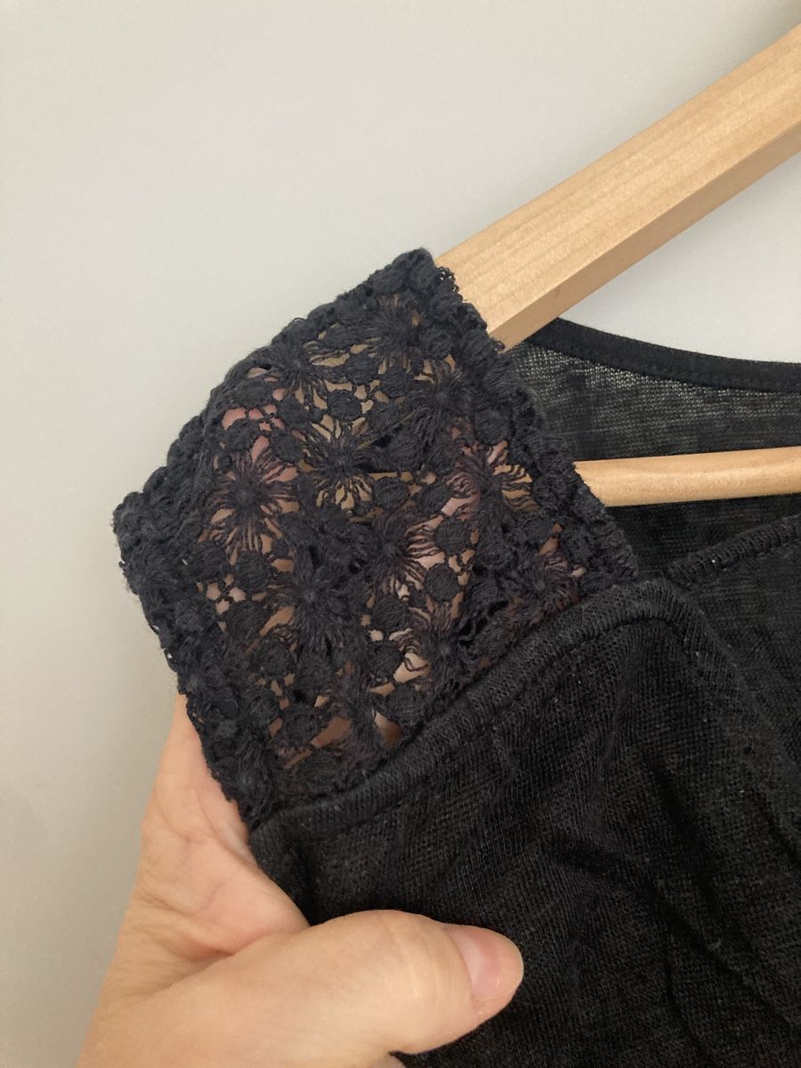 Top: Damen-Top schwarz, Gr. S mit Spitze – Usato da Schlieren venduto da cotopaxi06 2