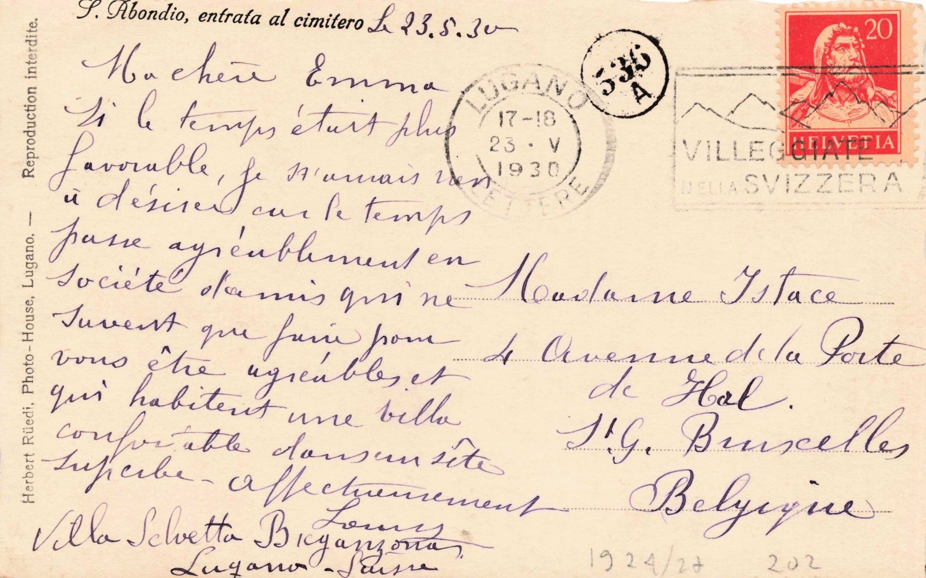 Cartoline postali: Sant'Abbondio collina d'oro Lugano – Usato da Biasca venduto da Blenio71 1