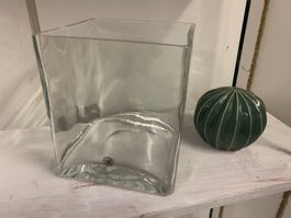 Glasvase quadratisch, 14x14x17cm, handmade Quality