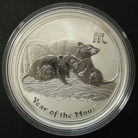 LUNAR 2 1 OZ UNZE 2008 YEAR OF THE MAUSE SILBER Ausgabe 1 &&