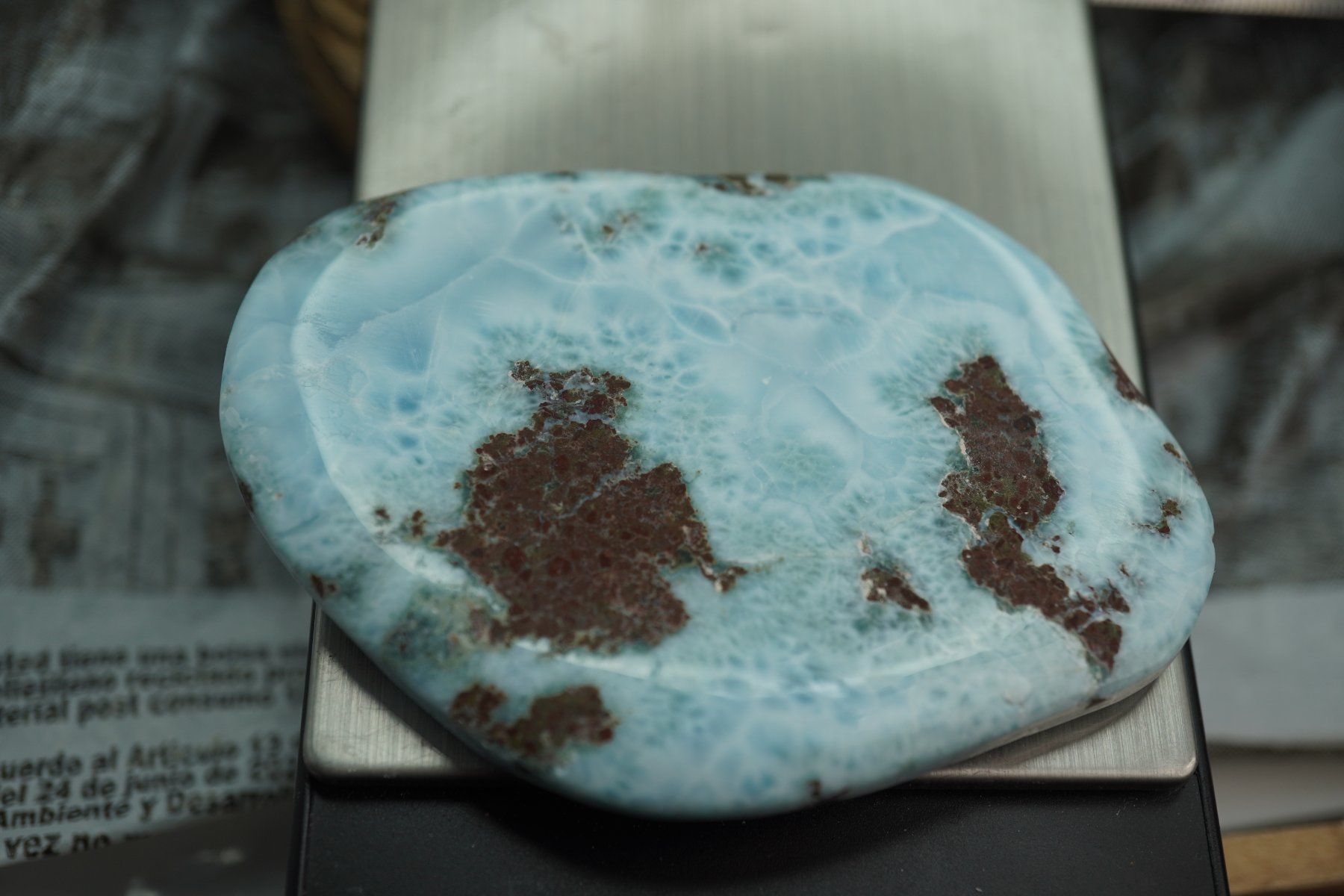 Minerali & Pietre curative: 72g   XL   Larimar Scheibe – Nuovo e nell'imballaggio originale da Eschenbach SG venduto da topstone 6