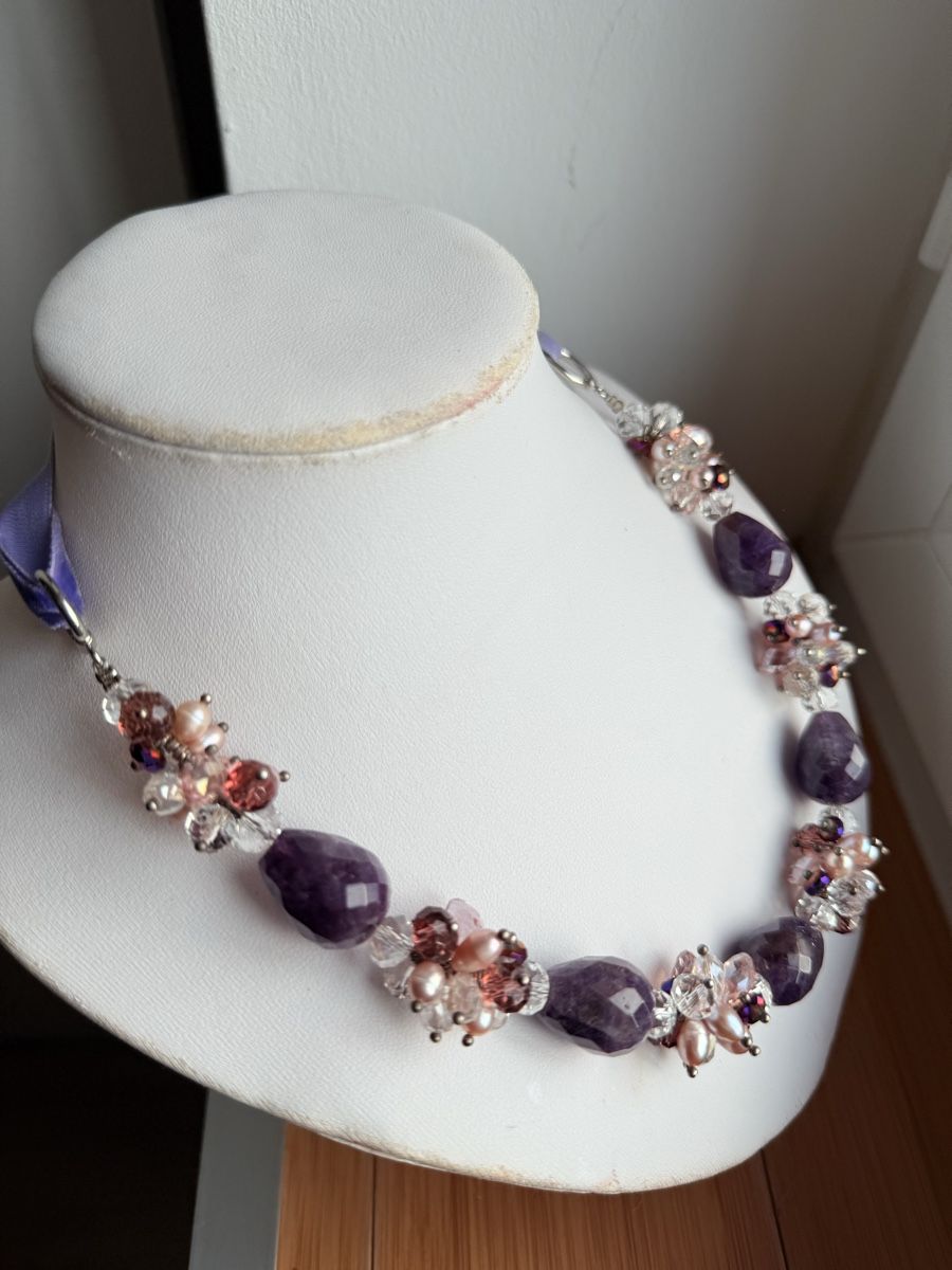 Catenine: Schöne Amethyst Kette mit Süsswasserperlen NEU – Nuovo e nell'imballaggio originale da Basel venduto da Chili007 5