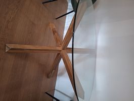 Esstisch AGERBY Ø119 Glas/Eiche natur