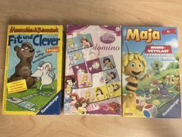 3 Ravensburger Kinderspiele: Maja, Disney, Fit&Clever Domino