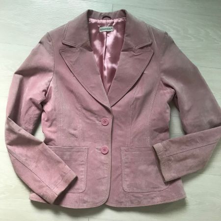 Schöne rosa Leder Jacke, Grösse 40
