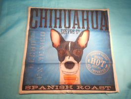 Kissenbezug beige, CHIHUAHUA schwarz-weiss, 45 x 45cm