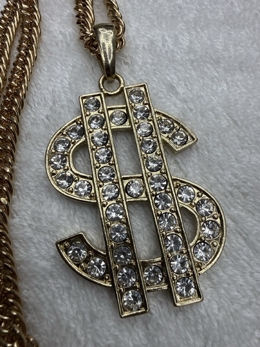 Ketten: Pendentif dollar avec chaînette, doré, avec strass – Neu (gemäss Beschreibung) aus Chenens von anasantos90