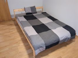 140x200 IKEA complete bed (frame, base, mattress, 4 sheets)